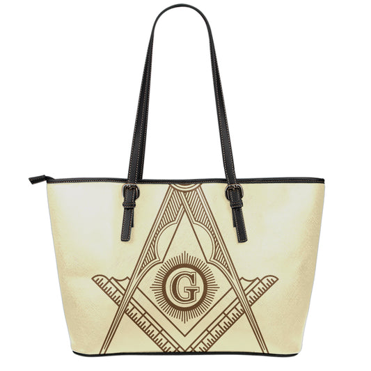 Freemasonry Symbol Print Leather Tote Bag