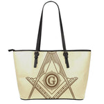 Freemasonry Symbol Print Leather Tote Bag