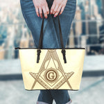 Freemasonry Symbol Print Leather Tote Bag