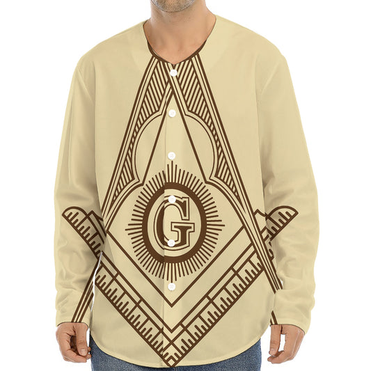 Freemasonry Symbol Print Long Sleeve Baseball Jersey