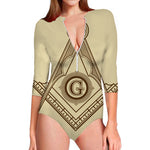 Freemasonry Symbol Print Long Sleeve Swimsuit