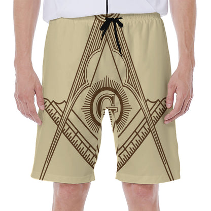 Freemasonry Symbol Print Men's Beach Shorts