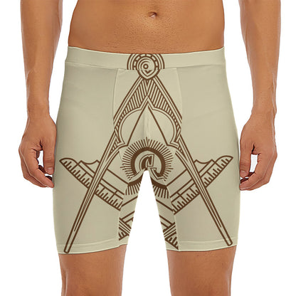 Freemasonry Symbol Print Men's Long Boxer Briefs