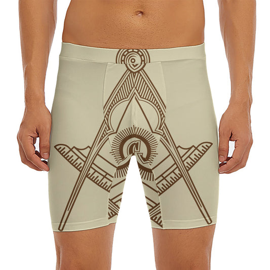 Freemasonry Symbol Print Men's Long Boxer Briefs