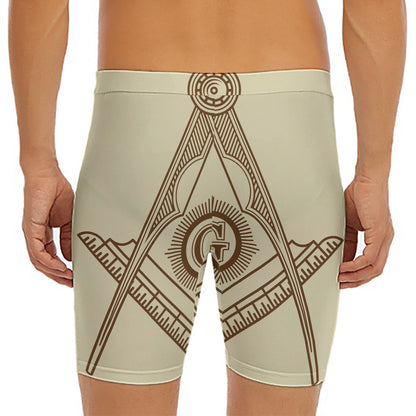 Freemasonry Symbol Print Men's Long Boxer Briefs
