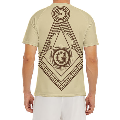 Freemasonry Symbol Print Men's Short Sleeve Rash Guard