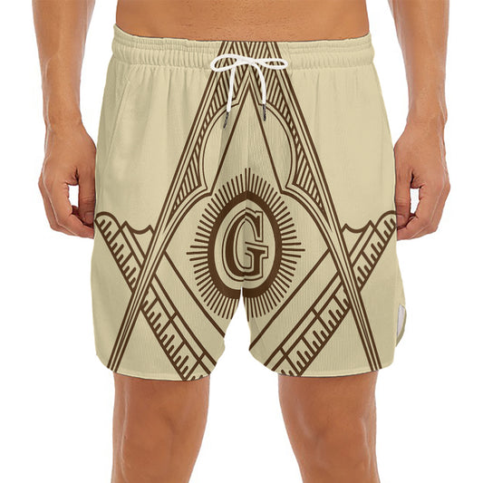 Freemasonry Symbol Print Men's Split Running Shorts