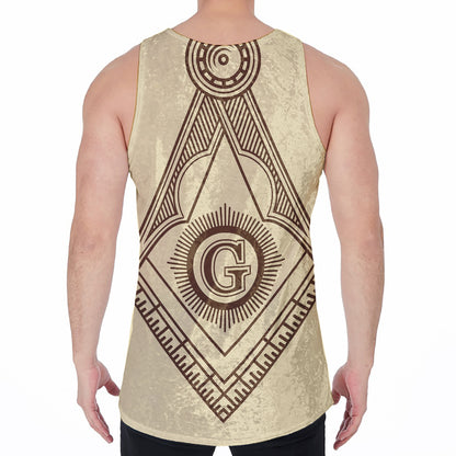 Freemasonry Symbol Print Men's Velvet Tank Top