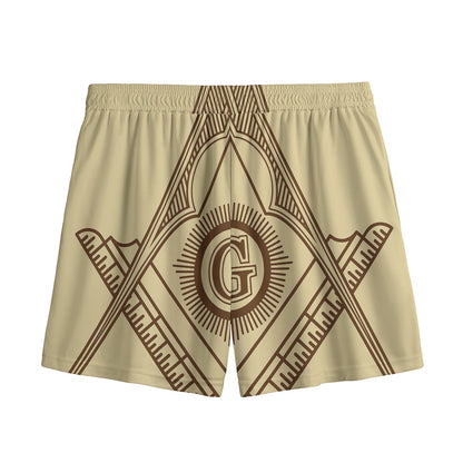 Freemasonry Symbol Print Mesh Shorts