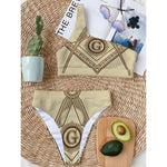 Freemasonry Symbol Print One Shoulder Bikini Top