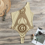 Freemasonry Symbol Print One Shoulder Bodysuit