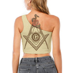 Freemasonry Symbol Print One Shoulder Crop Top