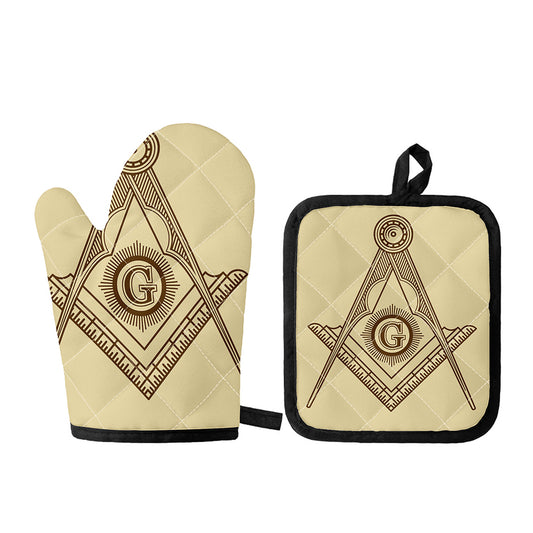 Freemasonry Symbol Print Oven Mitt And Pot Holder Set