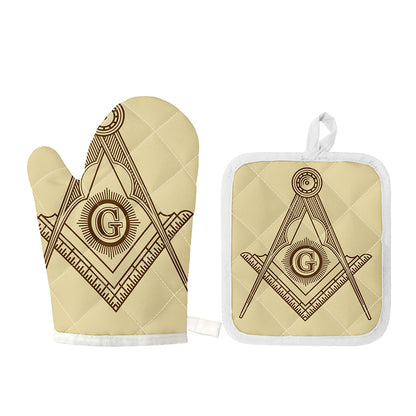 Freemasonry Symbol Print Oven Mitt And Pot Holder Set