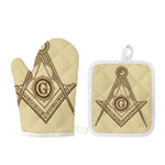 Freemasonry Symbol Print Oven Mitt And Pot Holder Set