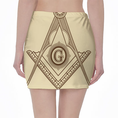 Freemasonry Symbol Print Pencil Mini Skirt