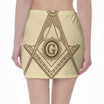 Freemasonry Symbol Print Pencil Mini Skirt
