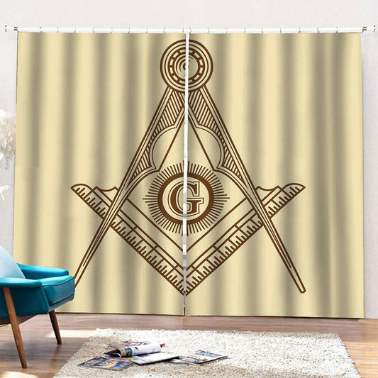 Freemasonry Symbol Print Pencil Pleat Curtains