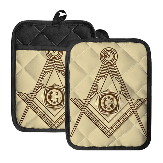 Freemasonry Symbol Print Pot Holders With Pocket
