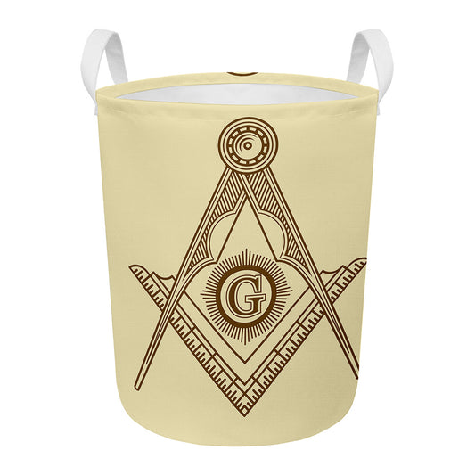 Freemasonry Symbol Print Round Laundry Basket