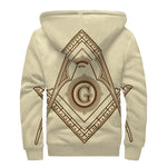 Freemasonry Symbol Print Sherpa Lined Zip Up Hoodie