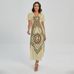 Freemasonry Symbol Print Short Sleeve Maxi Dress