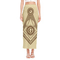Freemasonry Symbol Print Side Slit Maxi Skirt