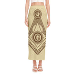 Freemasonry Symbol Print Side Slit Maxi Skirt