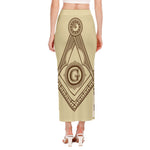 Freemasonry Symbol Print Side Slit Maxi Skirt
