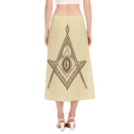 Freemasonry Symbol Print Side Slit Midi Skirt