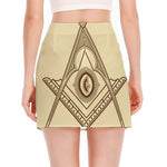 Freemasonry Symbol Print Side Slit Mini Skirt