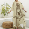 Freemasonry Symbol Print Silk V-Neck Kaftan Dress