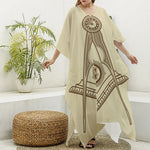 Freemasonry Symbol Print Silk V-Neck Kaftan Dress