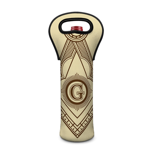 Freemasonry Symbol Print Single Neoprene Wine Tote