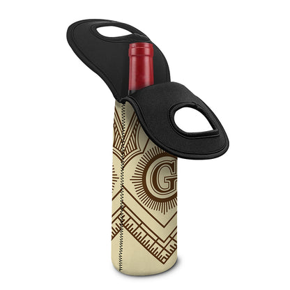 Freemasonry Symbol Print Single Neoprene Wine Tote