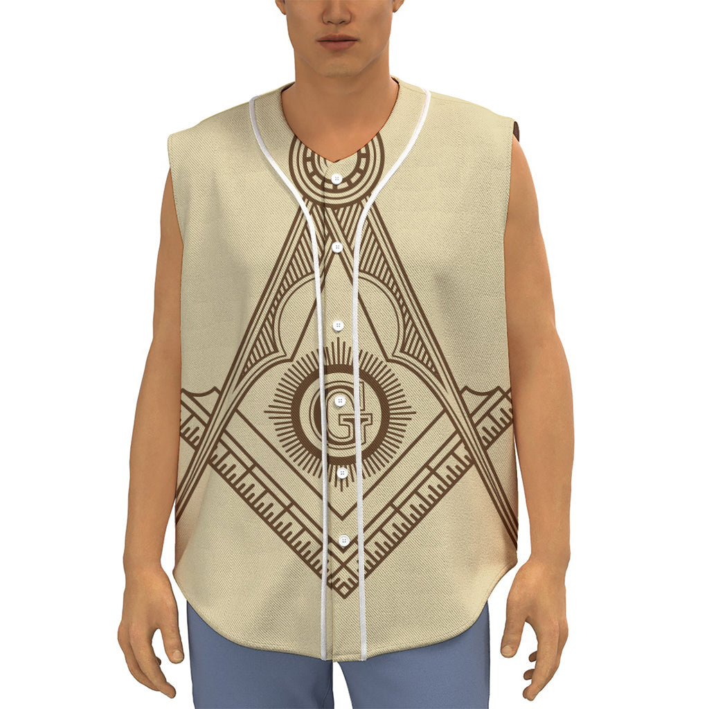 Freemasonry Symbol Print Sleeveless Baseball Jersey