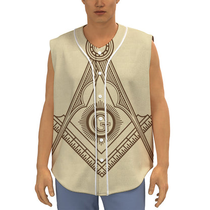 Freemasonry Symbol Print Sleeveless Baseball Jersey