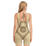 Freemasonry Symbol Print Sleeveless One Piece Swimsuit