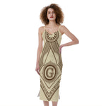 Freemasonry Symbol Print Slim Fit Midi Cami Dress