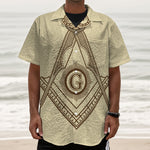 Freemasonry Symbol Print Textured Short Sleeve Shirt