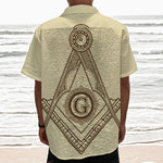 Freemasonry Symbol Print Textured Short Sleeve Shirt