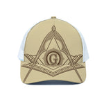 Freemasonry Symbol Print White Mesh Trucker Cap