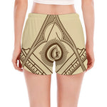 Freemasonry Symbol Print Women's Split Running Shorts