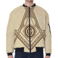 Freemasonry Symbol Print Zip Sleeve Bomber Jacket