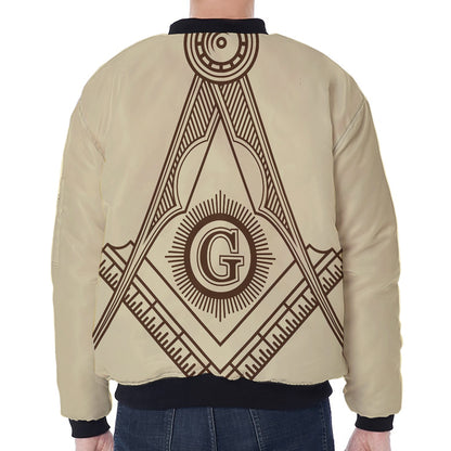 Freemasonry Symbol Print Zip Sleeve Bomber Jacket