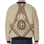 Freemasonry Symbol Print Zip Sleeve Bomber Jacket
