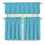French Bulldog Faces Pattern Print 3 Piece Kitchen Curtains