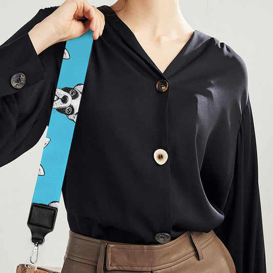 French Bulldog Faces Pattern Print Bag Strap