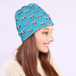 French Bulldog Faces Pattern Print Beanie