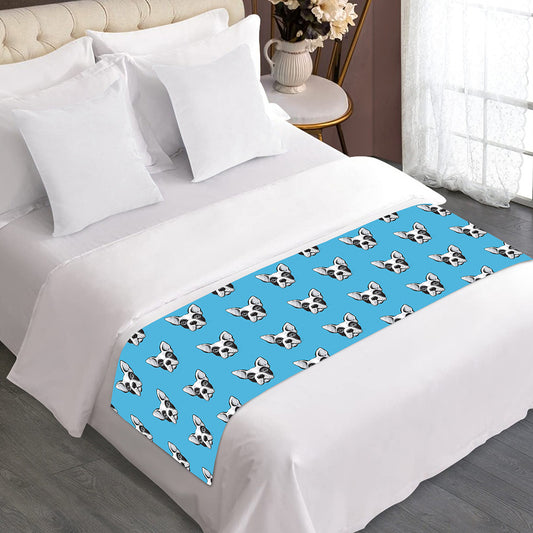 French Bulldog Faces Pattern Print Bed Runner